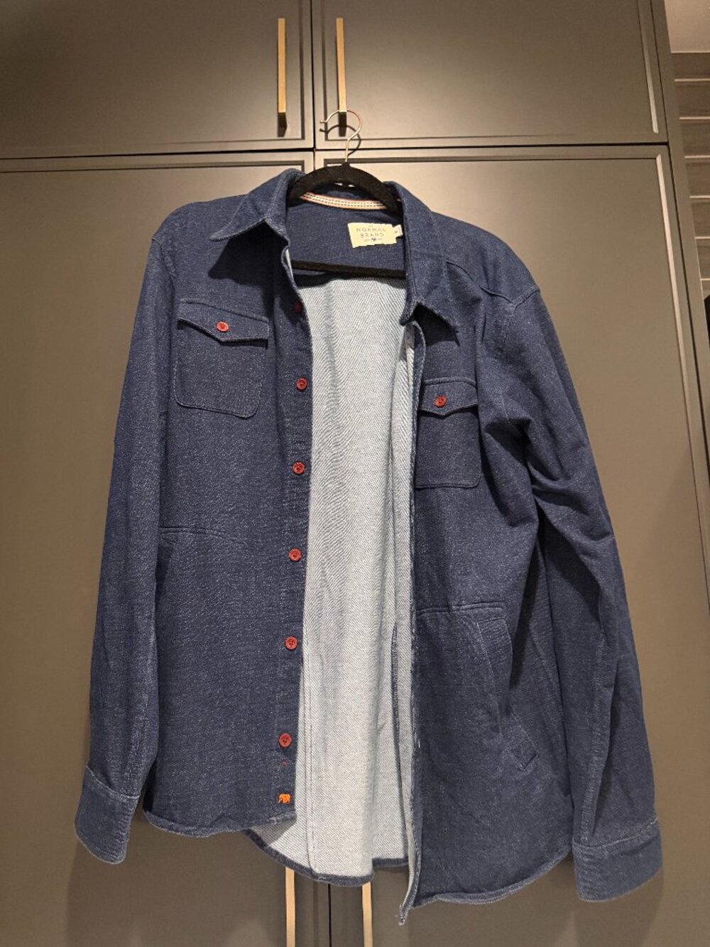 The Normal Brand Puremeso Button Down Shirt Navy Medium